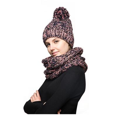 China Wholesale Short Cloth Winter Fashion Warm Beanie Cap With Pom Poms Hat And Scarf Sets for sale