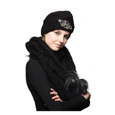 China Factory direct sale medium set of scarf and hat mitten set for women for sale