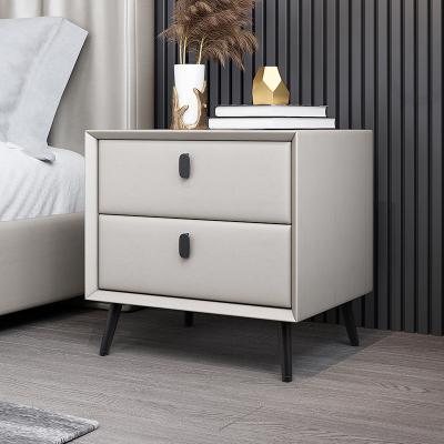 China Beautiful French style double-layer storage space with high gloss solid wood frame night stand for sale