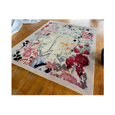 China Washable Bright Floral Rug Hand Tufted Rug Customized Exercise Mat for sale