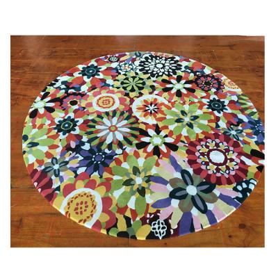 China Easter Washable Rug Floral Round Rug Hand Embellished Rug for sale