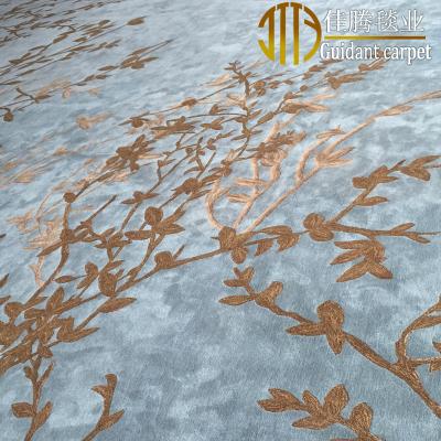 China Jacquard Gold And Blue Color Flower Pattern Wall To Wall Hotel Carpet From Guiding Carpet Factory for sale