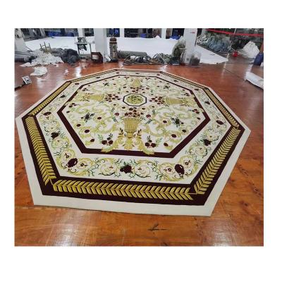 China Washable Wool Rug Octagonal Hand Tufted Flower Carpet For Living Room Areas for sale