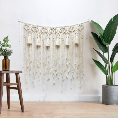 China Cotton Rope Decor Bohemian Curtain Backdrop Macrame Safe Home Handmade Wall Hanging Tapestry Curtain for sale