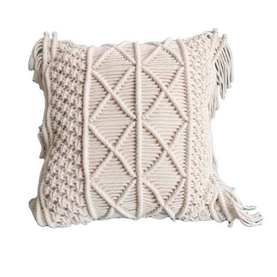 China Boho Safe Decorative Tile Shape Handmade Cushion Cover With Tassel for sale