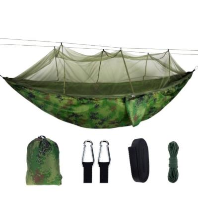 China Foldable Lightweight Outdoor Camping Hammocks With Mosquito Netting Travel Rising Double Hammock Tents Camouflage Garden Hammock for sale