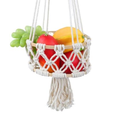 China Hanging Hanging Basket Cotton Rope Woven Storage Basket Decoration Safe Flowerpot Cotton Rope Net Home Vegetable Fruit Storage Basket for sale