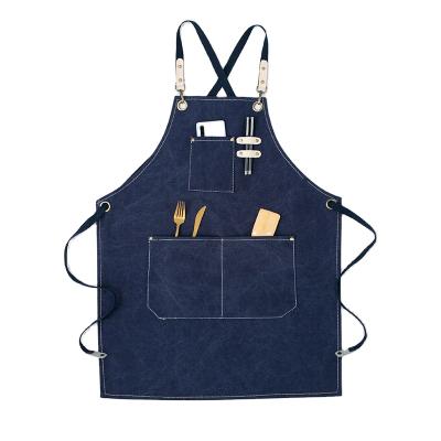 China Wholesale Man Apron Kitchen Aprons Bartender Cotton Canvas Cleaning Apron for sale