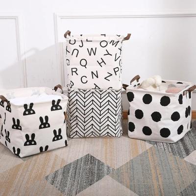 China INS Soft Nordic Cotton Cloth Storage Basket Clothes Laundry Storage Canvas Baskets Folding Toy Storage Basket for sale