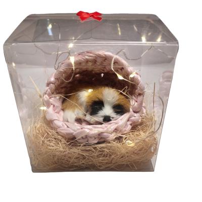 China Cute Simulated Dog Birthday Toy Fake Fur Dog Toys Baby Room Ornament Kids Girls Christmas Gift Sets for sale