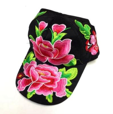 China breathable & Custom Embroidered Chinese Ethnic Hats Winter Waterproof Hat Cap For Women Sunscreen Embroidered Baseball Sports Hat for sale