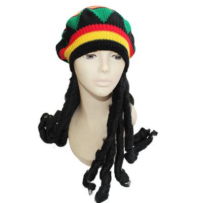 China Muslim Style For Prayers Wool Hat Braid Beret Jamaican Wig Hat For Men And Women Knitted Dirty Wig Hats Braids Hat for sale