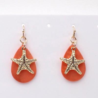 China New Fashion Cute Cute Summer Colorful SeashellJewelry Teardrop Starfish Earring For Women Girls for sale