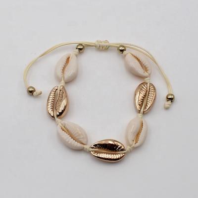 China New Arrival CLASSIC PUKA Gold Shell Cowries Boho Fashion Beach Shell Jewelry Natural Bracelet for sale