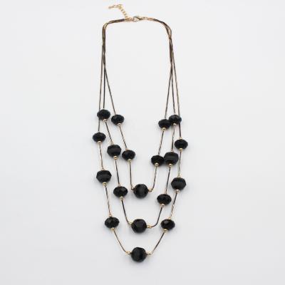 China Fashion TRENDY Wholesale Three Layers Personalized Black Facted Glass Beads Snake Chain Necklace for sale