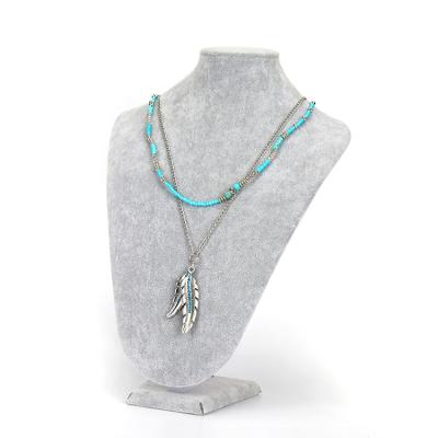 China New Design Trendy Multilayer Turquoise Long Chain Fashion Jewelry Pendant Necklace for sale