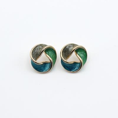 China Cute hot sale fashion multi color marblized enamel post stud earring for women for sale