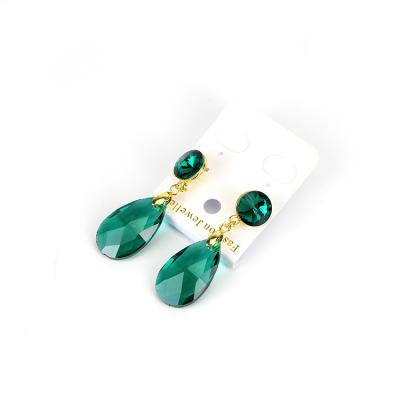 China 2021 FASHIONABLE high quality crystal ladies exquisite green drop-shaped earrings fashion jewelry for sale