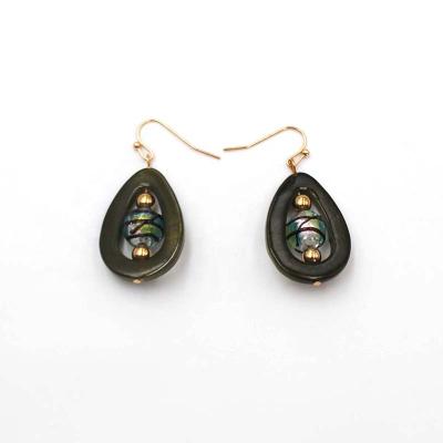 China New Fashion Cute Trendy Water Drop Green Broom Shell Murano Glass Beads Earring For Girls for sale