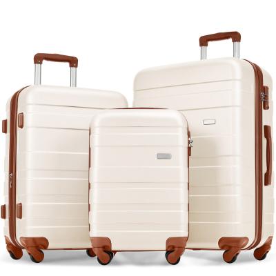 China Travel Long Distance Luggage Set Tsa Lock Hardware Part Wheels Expander Case 3 Sets Fashionable Hot Selling Trolley Rubber Suitcase for sale