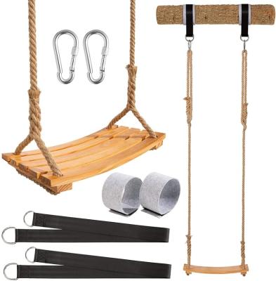 China Traditional Adjustable Outdoor Hanging Wooden Swing Seat for Kids and Adult Hanging Chair with Accessories Wooden Tree Swing for sale