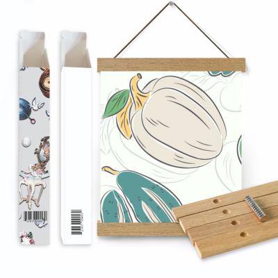 China Diy Canvas Wall Magnet Wooden Wooden Poster Hanger Short Oak Poster Frame for sale