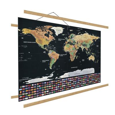 China Home / Hotel Wood Picture Frame With Sight 100 Detes Movie Poster Art Card Travel Custom Usa World Scratch Off Map Gold for sale