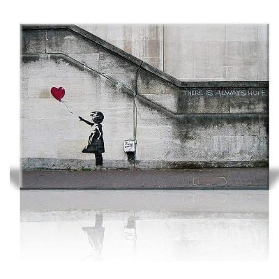 China Wooden Wall Art Canvas Prints For Kitchen of Modern Girl and Red Heart Balloon Street for sale