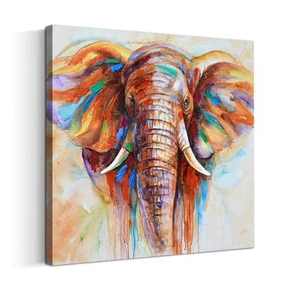 China Animal Elephant Hand Painted Art Painting Linen Canvas Modern Original Design for sale