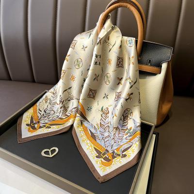 China Champagne Square Women's Pure Silk Scarf 68cmx68cm 100% Silk Scarf for sale