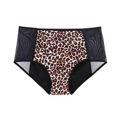 China Antibacterial Women Keep Your Cool Leopard Print Brief Period Safe Underwear With 4 Layers Leakage Protection for sale