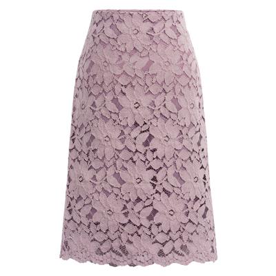 China Plus And Petite Womens Lace Scallop Edge Anti-Static Striped Embroidered Knee Length Skirt for sale