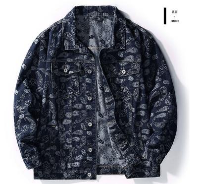 China Breathable Mens OVERSIZE Paisley Denim Trucker Jacket for sale