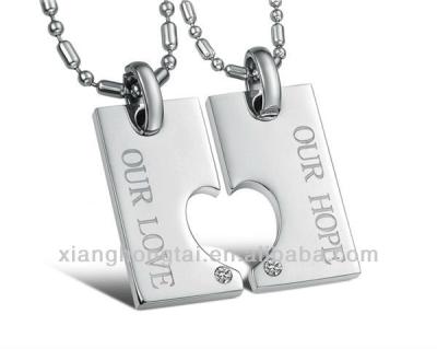 China Gold Plated Luxury Casual / Sporty Stainless Steel Logo Couple Etching Pendant for sale