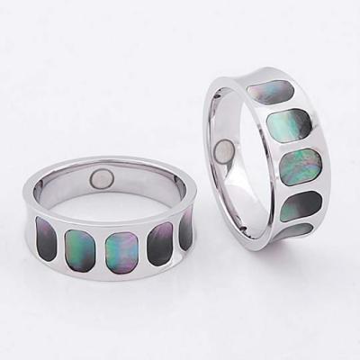 China Magnetic stainless steel stainless steel rings, fashion paua shell ring made in china for sale