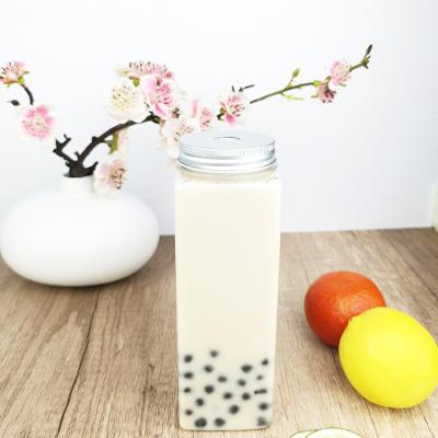 中国 500ml BRA-Free Screw Cap Jars, Flat Square Shape, Clear Plastic Containers with Caps, Juice Bottles for Tea, Milk, Juic 販売のため