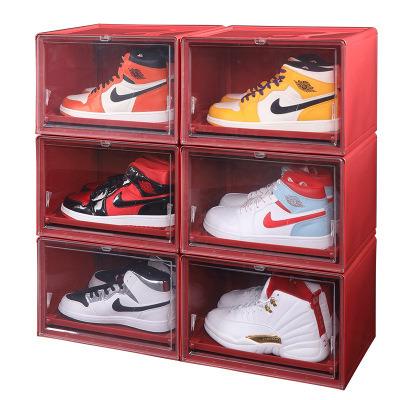 China Stackable Drawer Type Push Pull Container Home Organizers Clear Plastic Shoe Storage Box for sale