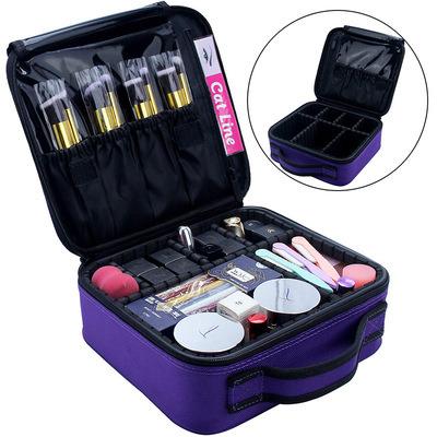 China Portable Organizer Mini Makeup Train Case Fashion Makeup Bag Travel Makeup Cosmetic Case with Adjustable Dividers for sale