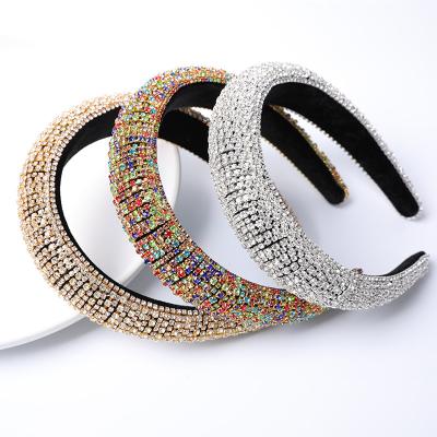 China New 2020 Rhinestone Headband 2020 Sponge Headband Faux Diamond Headband Fashion Comfortable Padded Headbands for sale