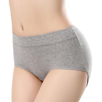 China Amazon Solid Color Mid Waist Panties Antibacterial Cotton Comfortable Breathable Ladies Briefs Wholesale Plus Size Women's Underwear Sets for sale