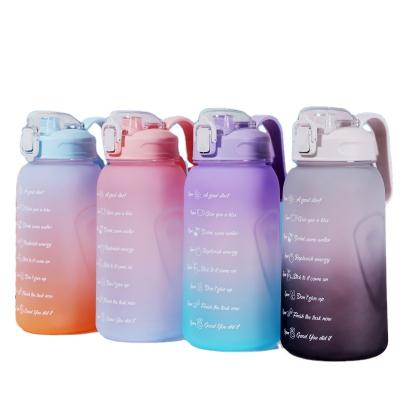 China Large Capacity 2L Gradient Viable Motivational Water Bottle With Straw Sport Water Bottle Portable With Time Marker for sale