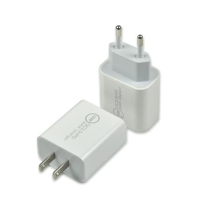 China Type-C 18W PD Mobile Phone Charger Mobile Phone Fast Charging 5V3A 9V2A 12V1.5A USB-C+A Main Adapter for sale