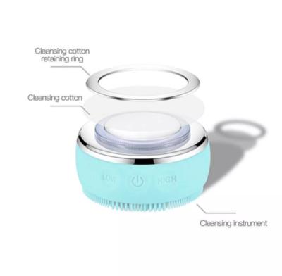 China 2021 New Design Waterproof Deep Cleansing Mini RF Sonic Facial Cleaner Therapy Vibrating Light LED 2 in 1 for sale