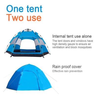 China 240x240x135cm 3-4 Person Outdoor Activity Tents Double Door UV-Resistant Hexagonal Mesh Screen Window Luxury Tent for sale