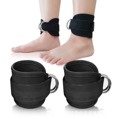 China Adjustable Elasticity Mens Womens Breathable Fitness Workout Ankle Straps Breathable D Ring Padded Straps for sale