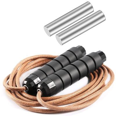 China Other Sport Weighted 1lb Jump Rope Leather Adjustable Jump Rope For Quiet Speed ​​Training Boxing Fitness for sale