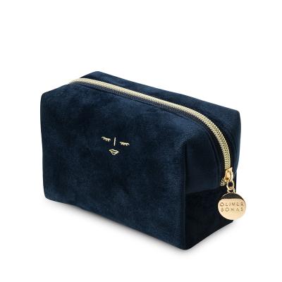 China Fashion Soft Velvet Wholesale Cosmetic Bag For Women High Quality Velvet Make Up Pouch With Gold Zipper for sale