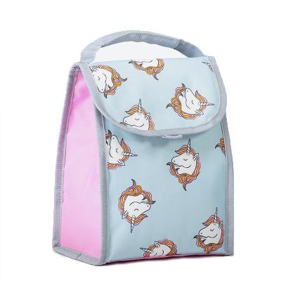 China Waterproof Unicorn Portable Insulated Fashion Cooler Bag With Customized Animal Logo Polyester Lunch Pouch Colorful Printing Bag for sale