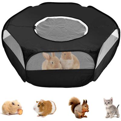 China Breathable Small Pet Playpen Upgraded Small Animal Playpen with Durable 1/2 Net Zipper Cover and 1/2 Cloth Cage for Hedgehogs Chinchillas Rabbit for sale