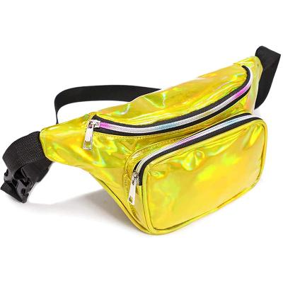 China Waterproof Cute Fanny Pack Holographic Fanny Pack Water Proof Iridescent Fanny Pack Adjustable Waist Bag Belt Bag For Women Men Custom Made for sale